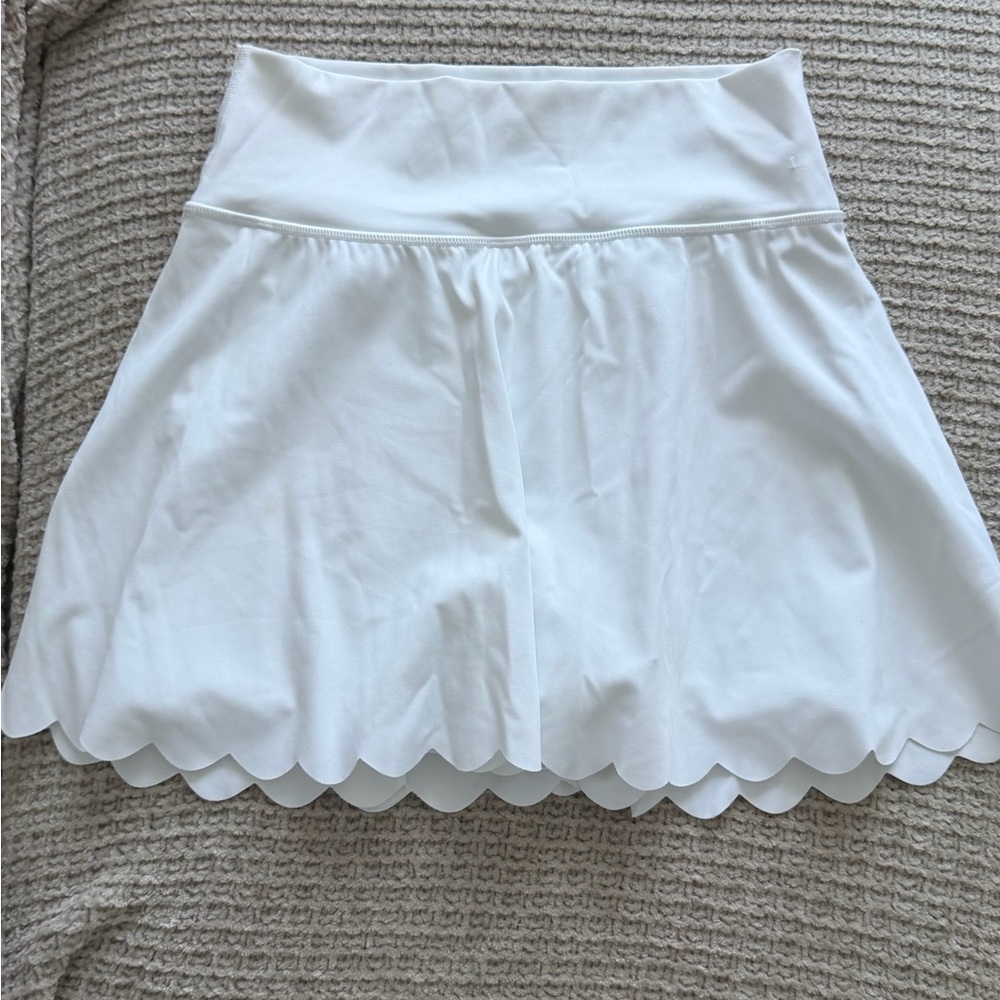 aerie White Scallop-Hem Circle Skater Skirt